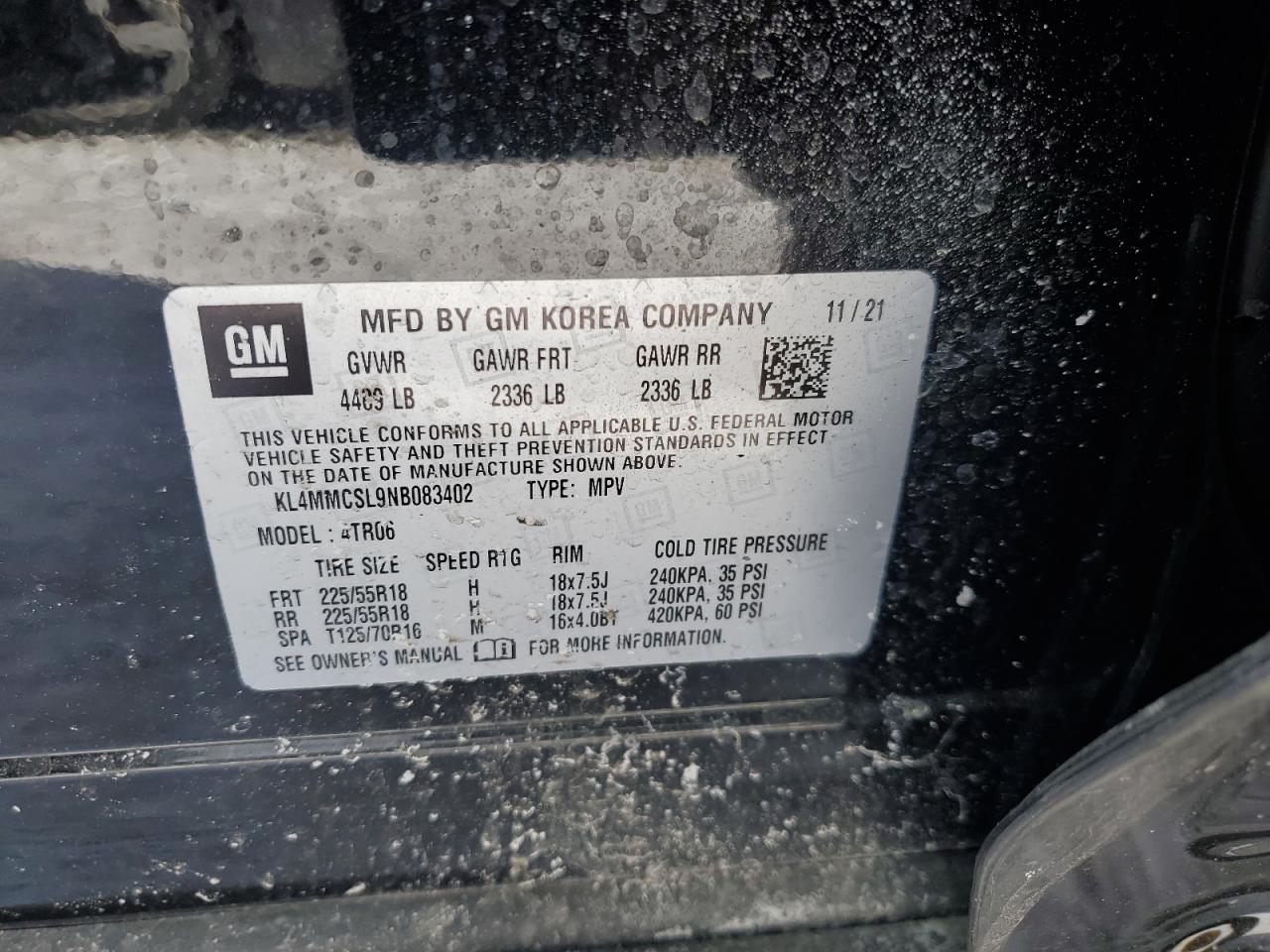 2022 Buick Encore VIN KL4MMCSL9NB083402 Copart auction photo, front end / side damage thumbnail 16