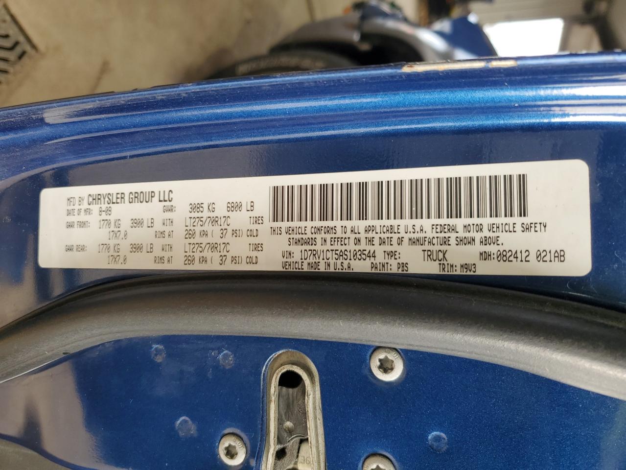 2010 Dodge RAM VIN 1D7RV1CT5AS103544 Copart auction photo, front end damage thumbnail 13