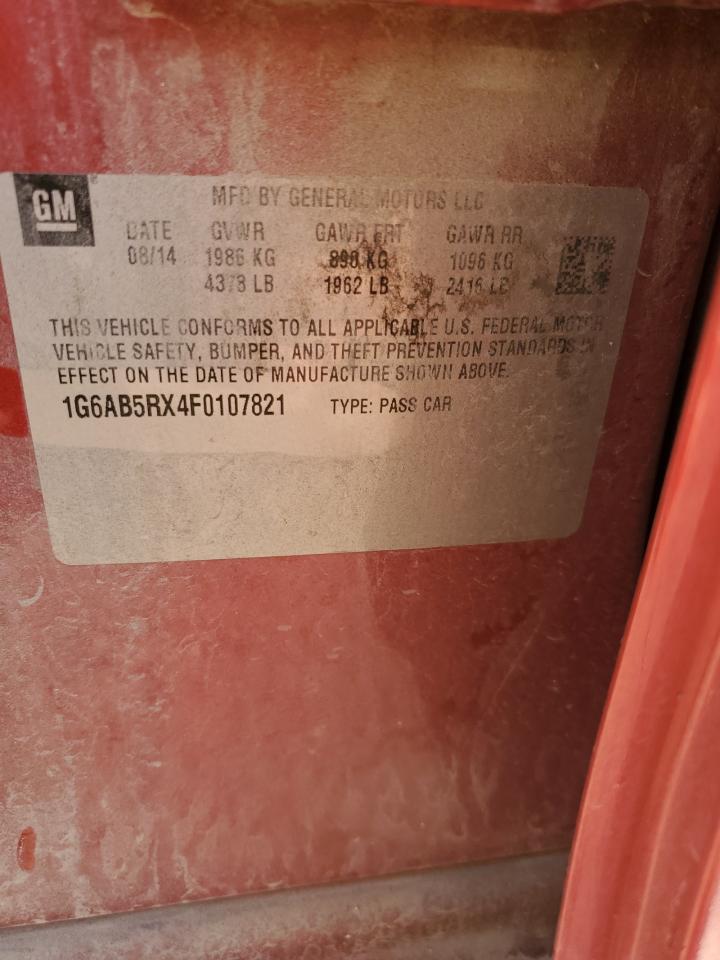2015 Cadillac ATS VIN 1G6AB5RX4F0107821 Copart auction photo, hail / mechanical damage thumbnail 12