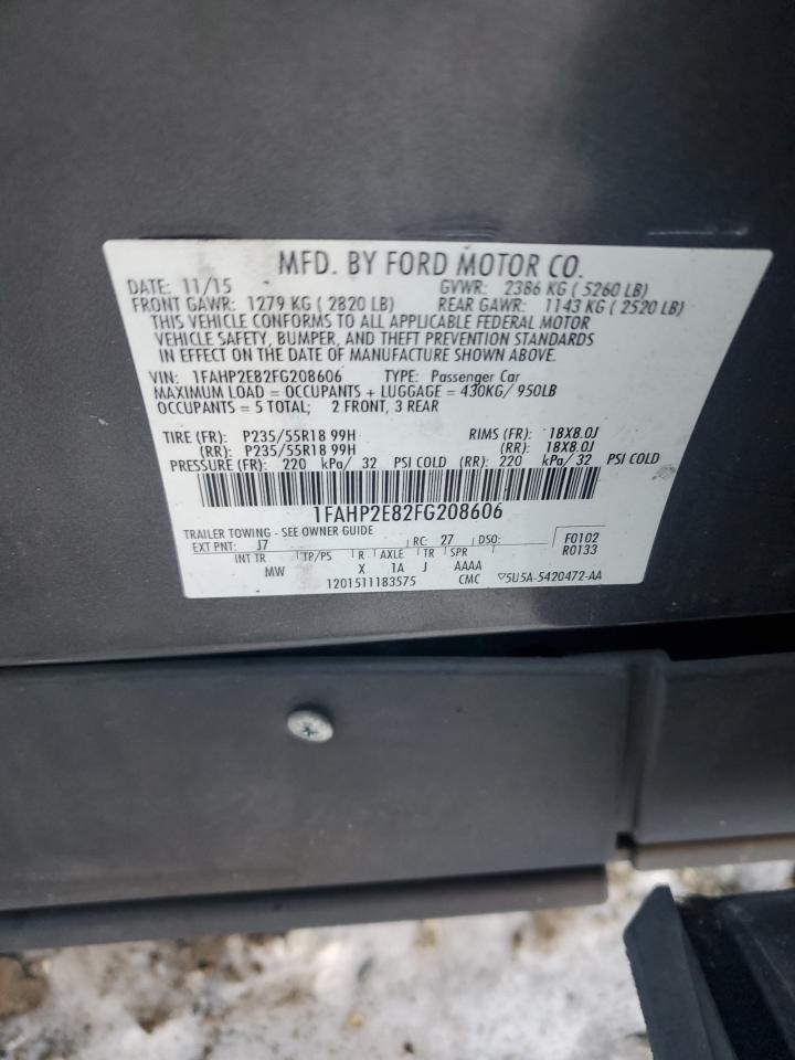 2015 Ford Taurus VIN 1FAHP2E82FG208606 Copart auction photo, minor dent/scratches damage thumbnail 12