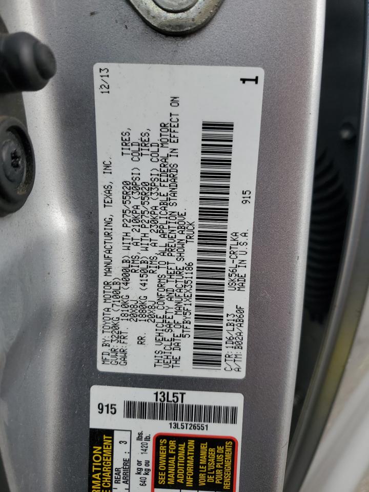 2014 Toyota Tundra VIN 5TFBY5F1XEX351186 Copart auction photo, all over damage thumbnail 12