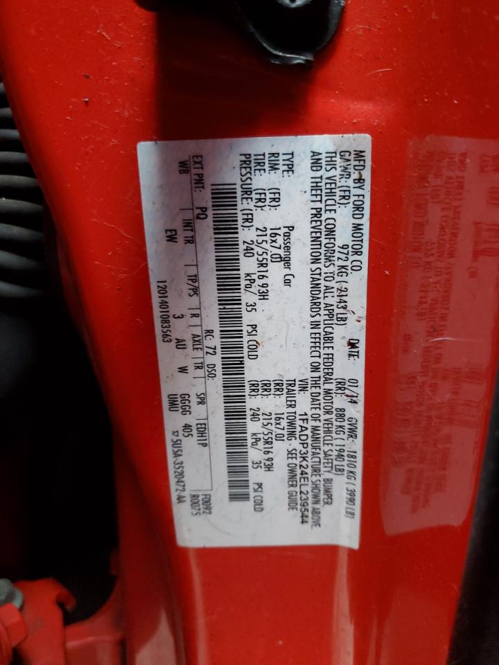 2014 Ford Focus VIN 1FADP3K24EL239544 Copart auction photo, front end damage thumbnail 12