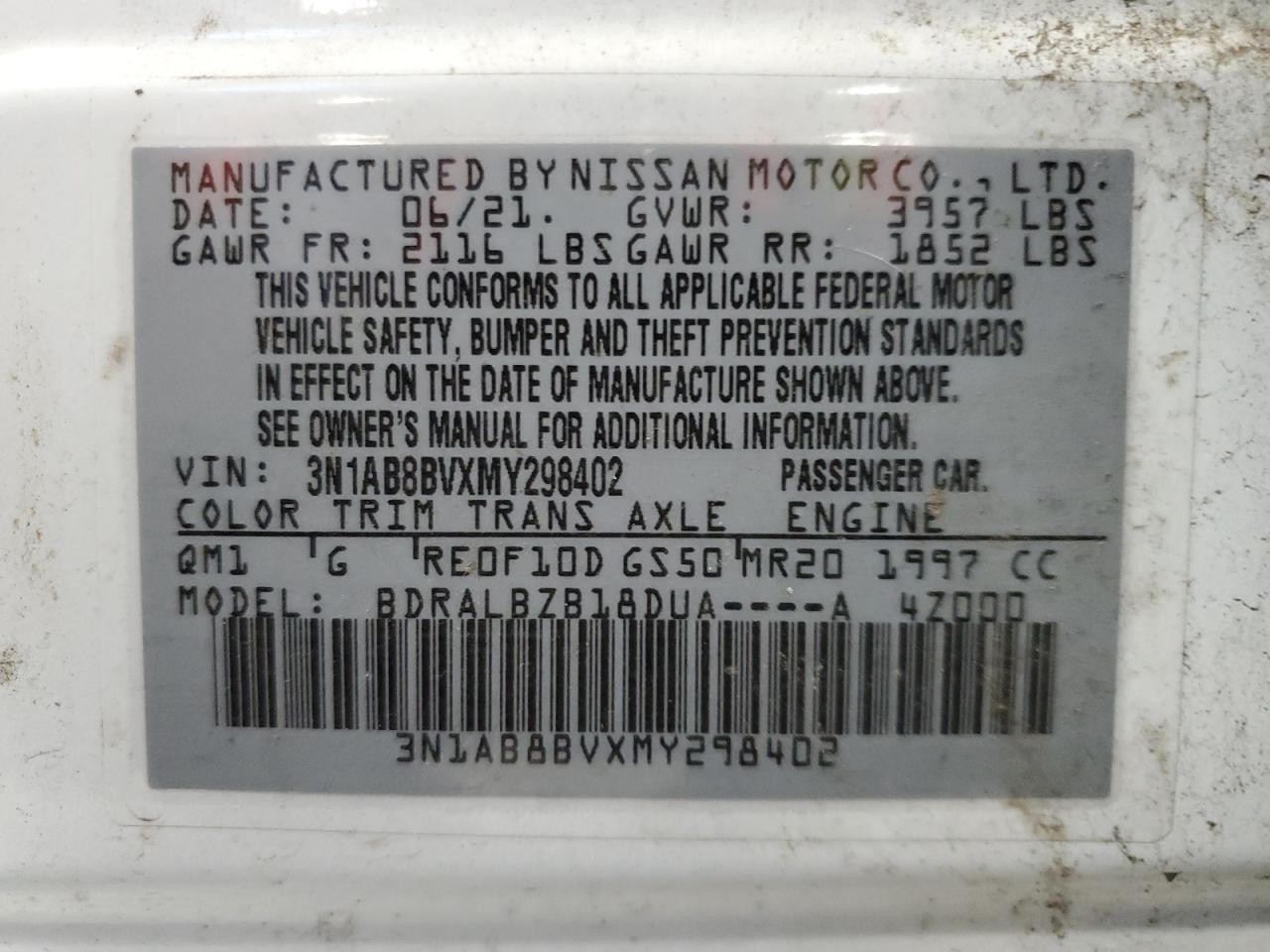 2021 Nissan Sentra VIN 3N1AB8BVXMY298402 Copart auction photo, front end damage thumbnail 14