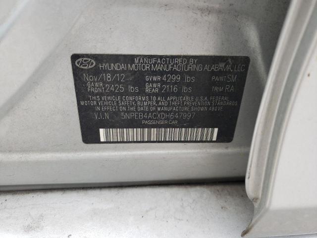 2013 Hyundai Sonata VIN 5NPEB4ACXDH647997 Copart auction photo, vandalism / all over damage thumbnail 12