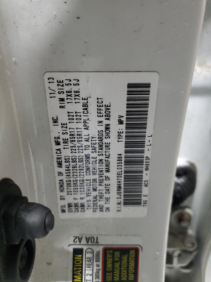 2014 Honda CR-V VIN 5J6RM4H70EL035884 Copart auction photo, rear end damage thumbnail 14