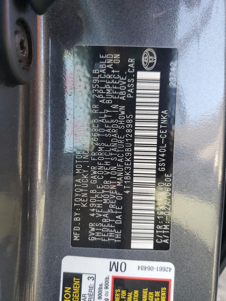 2011 Toyota Camry VIN 4T1BK3EK9BU128985 Copart auction photo, front end damage thumbnail 12