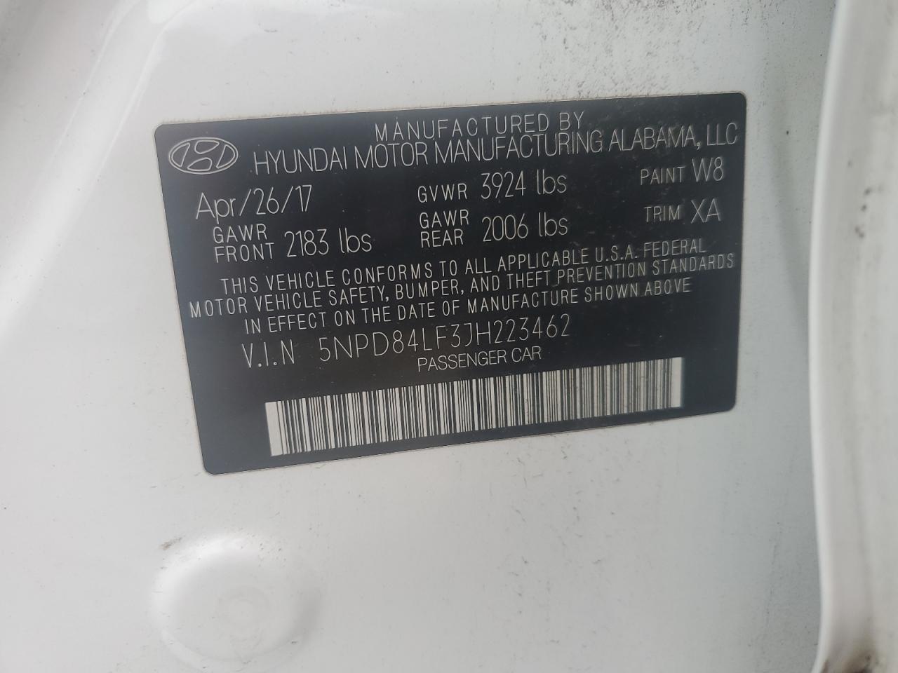 2018 Hyundai Elantra VIN 5NPD84LF3JH223462 Copart auction photo, front end damage thumbnail 12