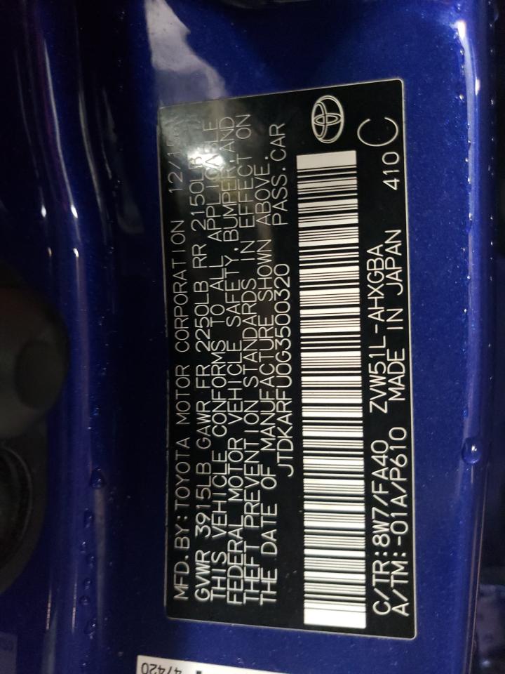 2016 Toyota Prius VIN JTDKARFU0G3500320 Copart auction photo, front end damage thumbnail 12
