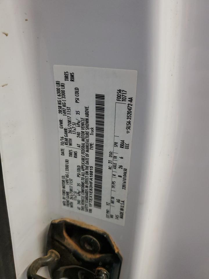 2017 Ford F-150 VIN 1FTEX1E83HFA18815 Copart auction photo, minor dent/scratches damage thumbnail 12