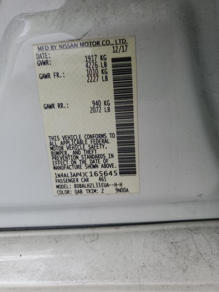 2018 Nissan Altima VIN 1N4AL3AP4JC165645 Copart auction photo, vandalism damage thumbnail 12