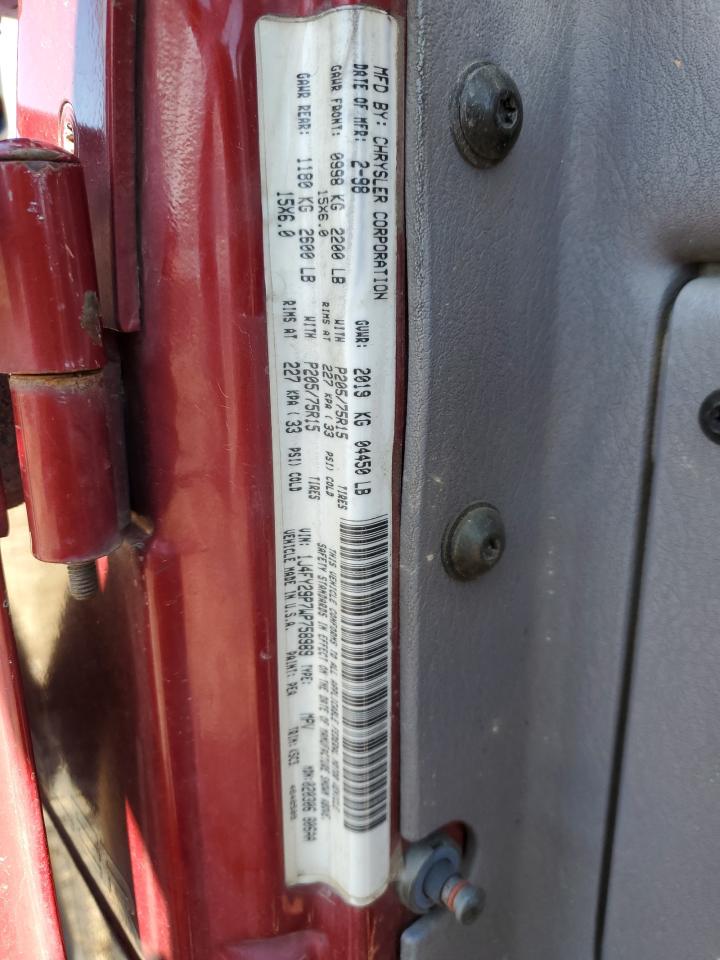 1998 Jeep Wrangler VIN 1J4FY29P7WP758989 Copart auction photo, front end damage thumbnail 12