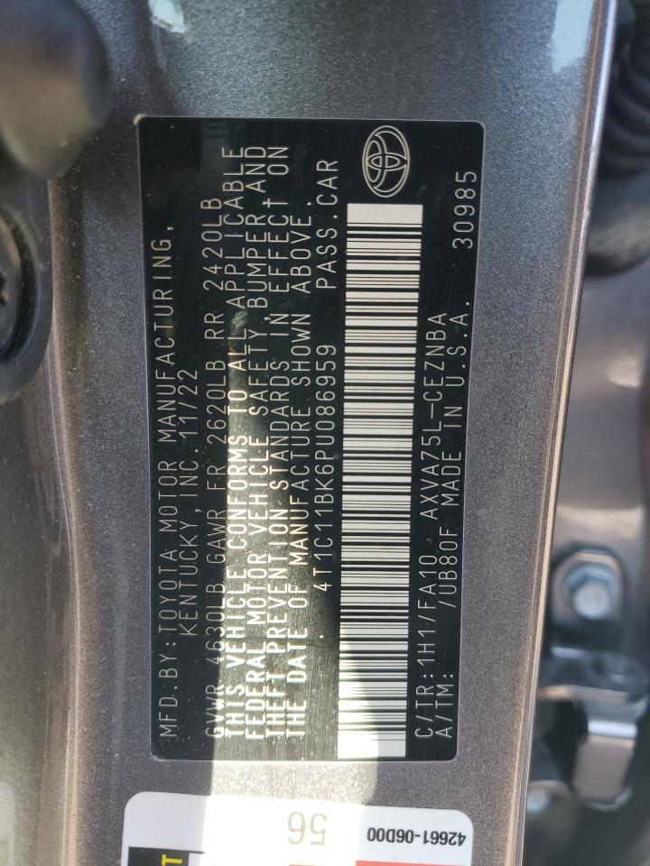 2023 Toyota Camry VIN 4T1C11BK6PU086959 Copart auction photo, undercarriage / front end damage thumbnail 14