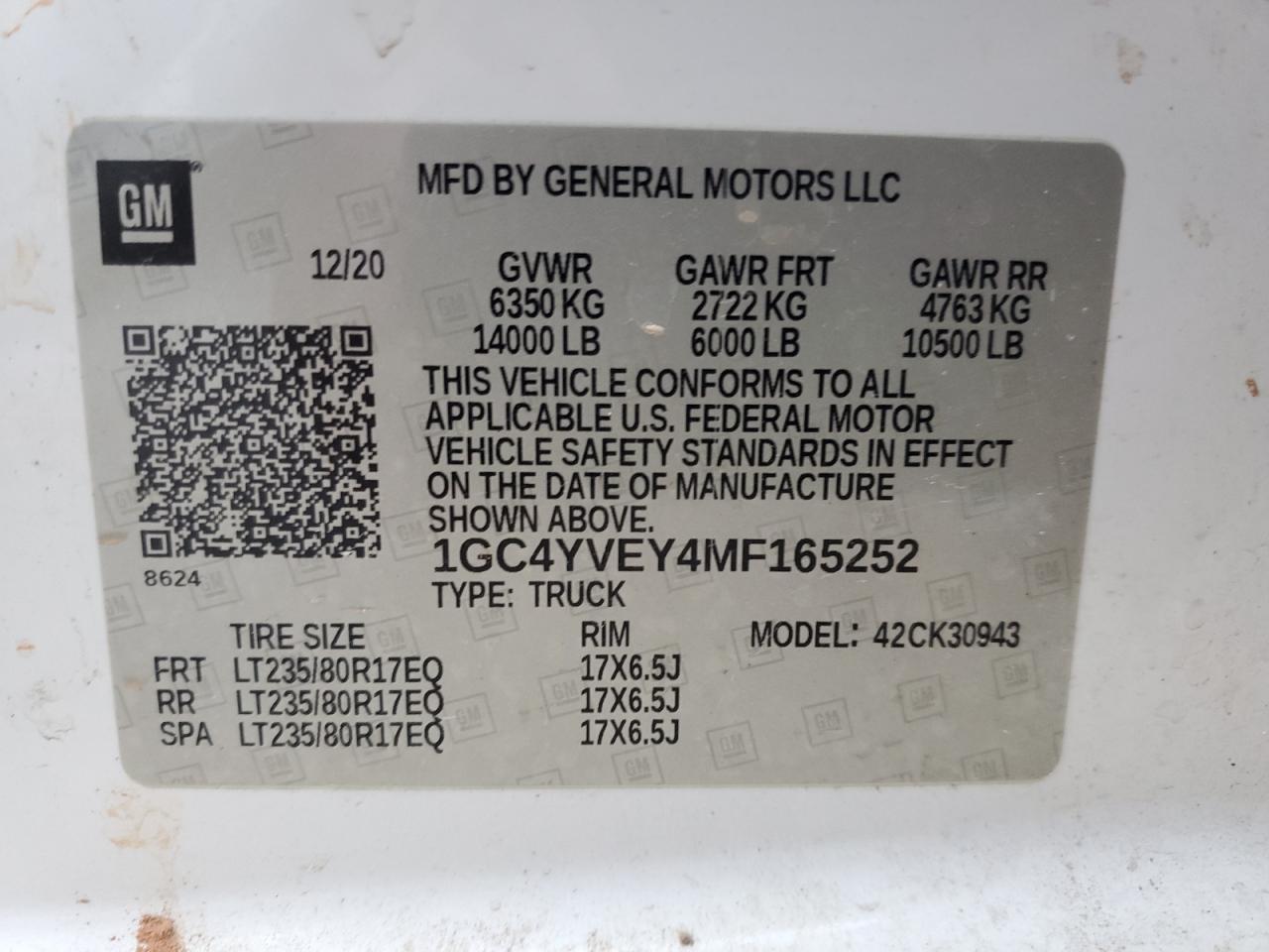 2021 Chevrolet Silverado VIN 1GC4YVEY4MF165252 Copart auction photo, burn / minor dent/scratches damage thumbnail 12