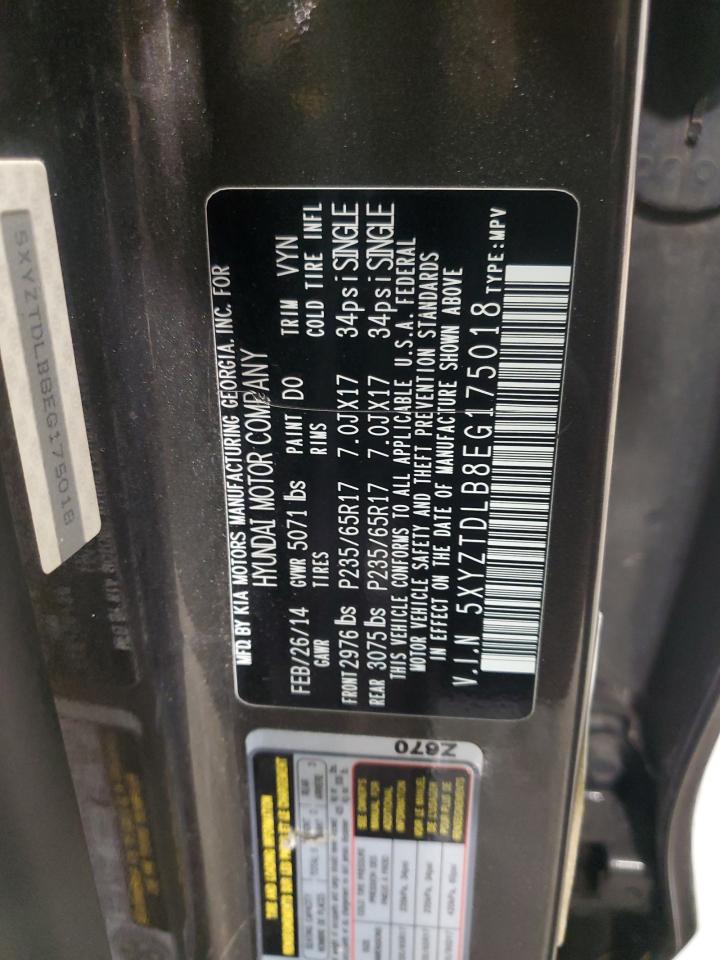 2014 Hyundai Santa Fe VIN 5XYZTDLB8EG175018 Copart auction photo, mechanical / minor dent/scratches damage thumbnail 13