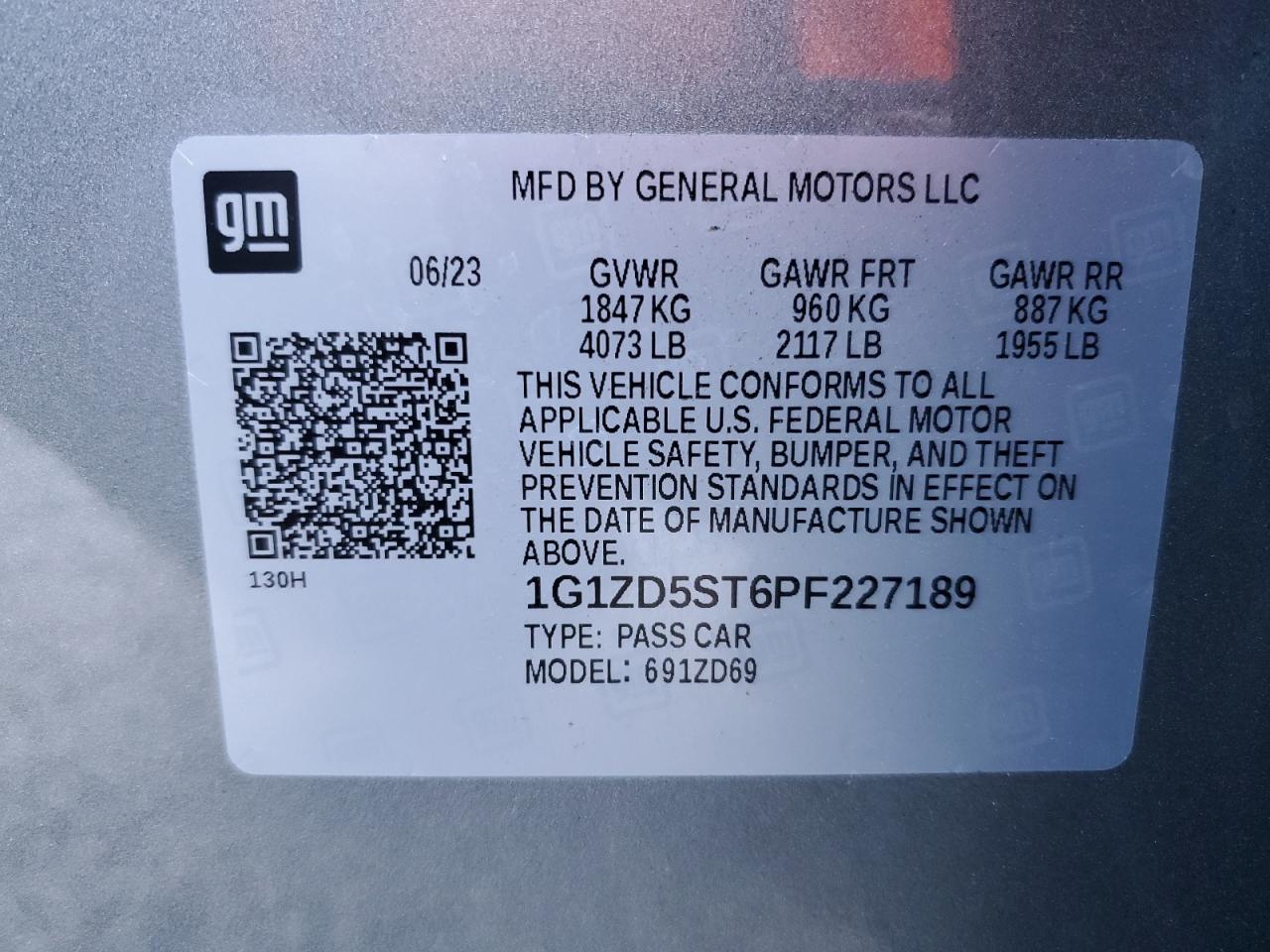 2023 Chevrolet Malibu VIN 1G1ZD5ST6PF227189 Copart auction photo, front end damage thumbnail 13