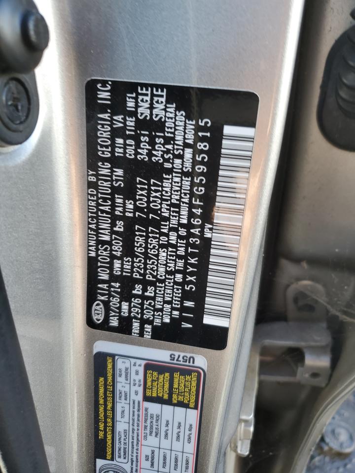 2015 KIA Sorento VIN 5XYKT3A64FG595815 Copart auction photo, vandalism / side damage thumbnail 12