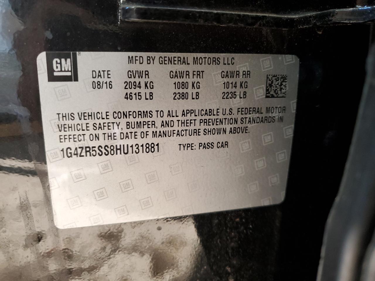 2017 Buick LaCrosse VIN 1G4ZR5SS8HU131881 Copart auction photo, burn damage thumbnail 12