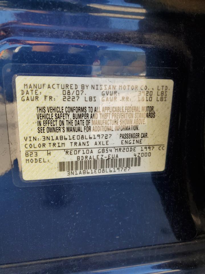 2008 Nissan Sentra VIN 3N1AB61E08L619727 Copart auction photo, side / rear end damage thumbnail 14