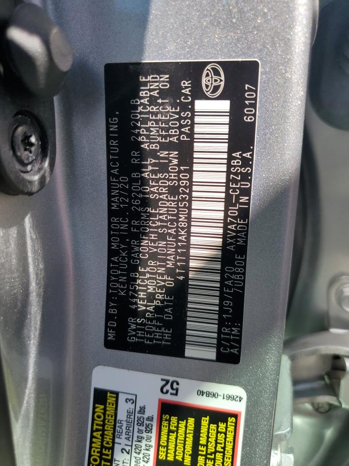 2021 Toyota Camry VIN 4T1T11AK8MU532901 Copart auction photo, water/flood damage thumbnail 13
