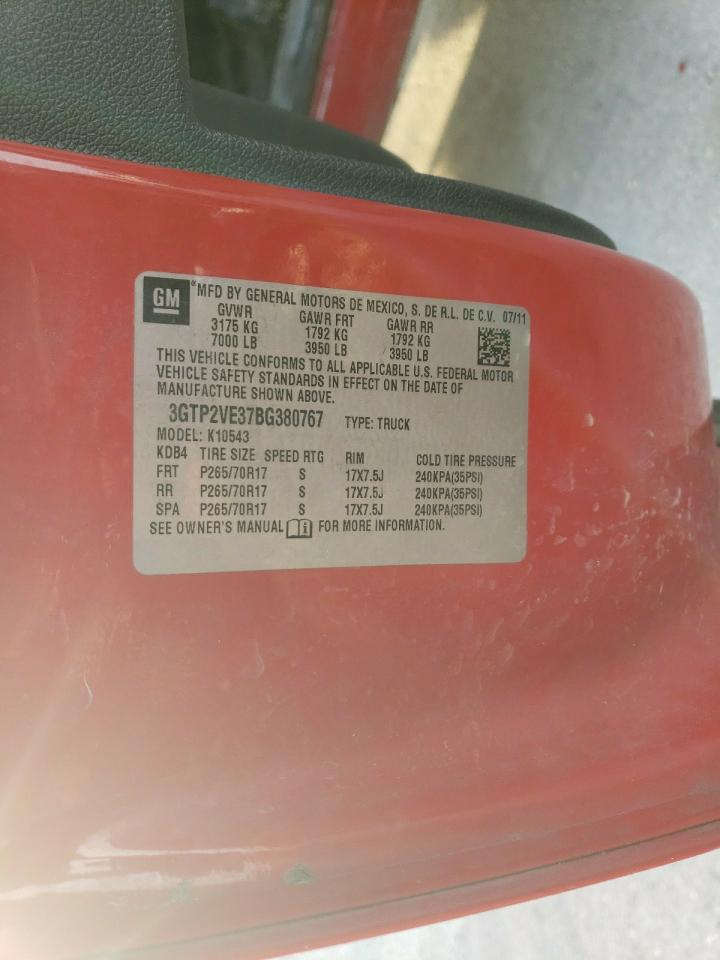 2011 GMC Sierra VIN 3GTP2VE37BG380767 Copart auction photo, all over damage thumbnail 12