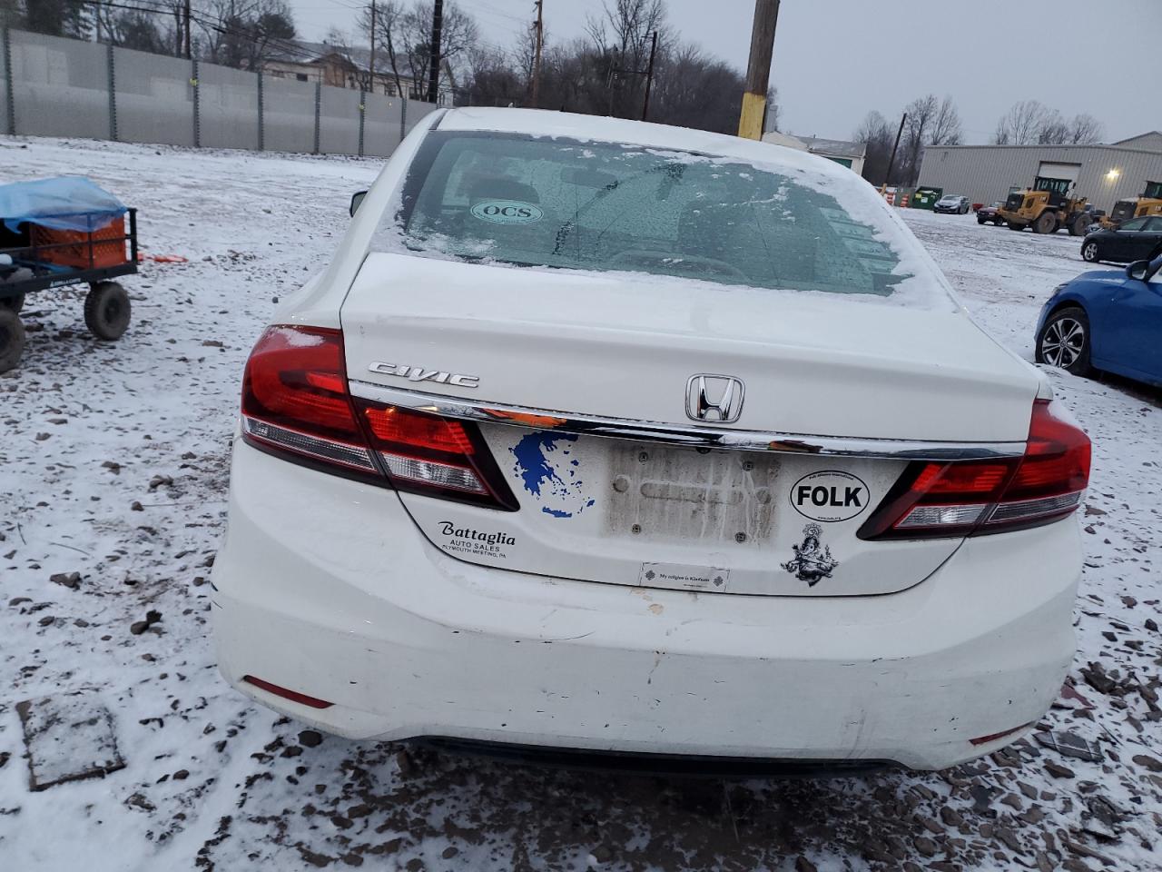 2013 Honda Civic VIN 2HGFB2F55DH602026 Copart auction photo, side / rear end damage thumbnail 6