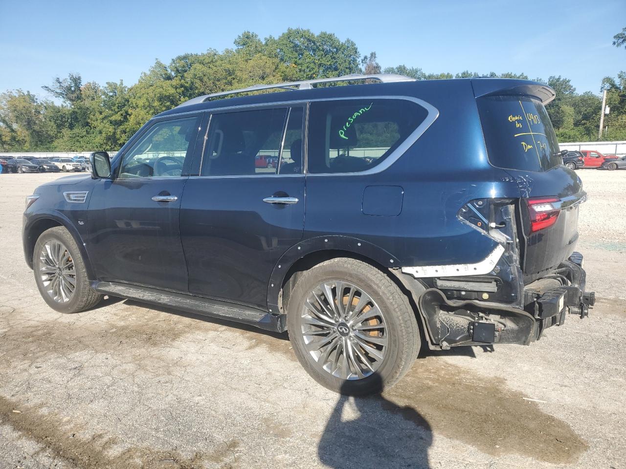2019 Infiniti QX80 VIN JN8AZ2NE8K9225375 Copart auction photo, rear end / side damage thumbnail 2