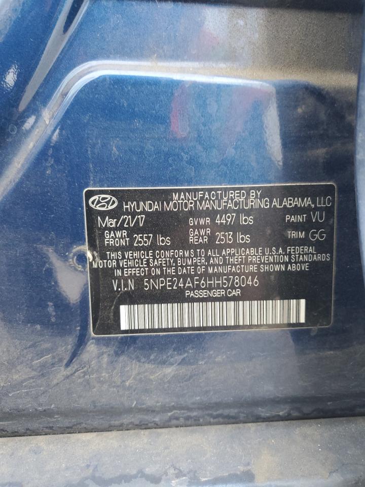 2017 Hyundai Sonata VIN 5NPE24AF6HH578046 Copart auction photo, front end damage thumbnail 12