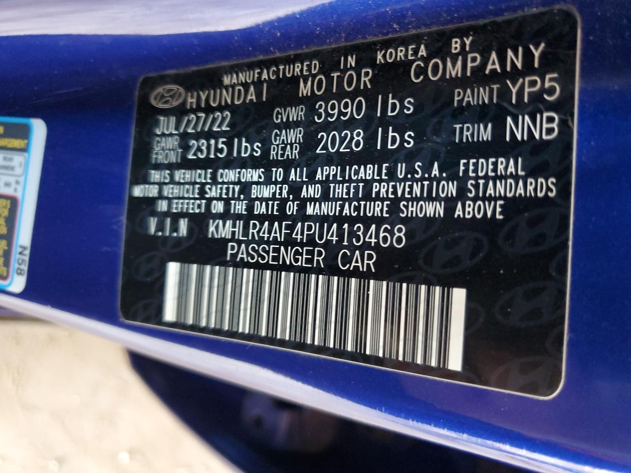 2023 Hyundai Elantra VIN KMHLR4AF4PU413468 Copart auction photo, front end damage thumbnail 14