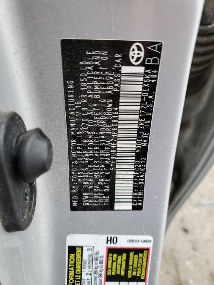 2017 Toyota Corolla VIN 5YFBURHE7HP608164 Copart auction photo, front end damage thumbnail 12