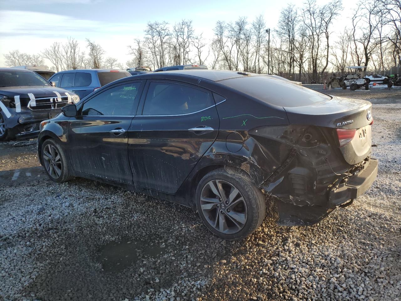 2014 Hyundai Elantra VIN KMHDH4AEXEU073139 Copart auction photo, rear end damage thumbnail 2