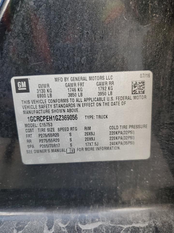 2016 Chevrolet Silverado VIN 1GCRCPEH1GZ369056 Copart auction photo, front end damage thumbnail 14