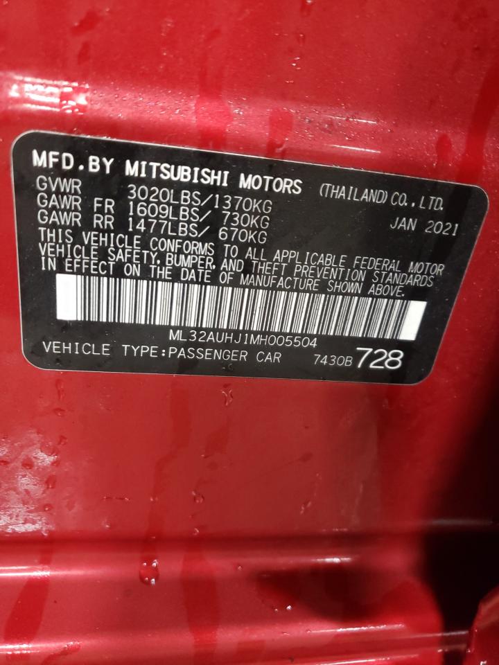 2021 Mitsubishi Mirage VIN ML32AUHJ1MH005504 Copart auction photo, front end damage thumbnail 12