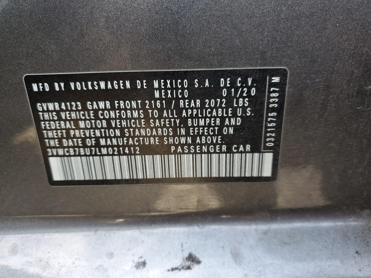 2020 Volkswagen Jetta VIN 3VWCB7BU7LM021412 Copart auction photo, undercarriage damage thumbnail 12