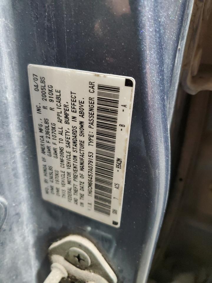 2007 Honda Accord VIN 1HGCM66457A079153 Copart auction photo, side damage thumbnail 12