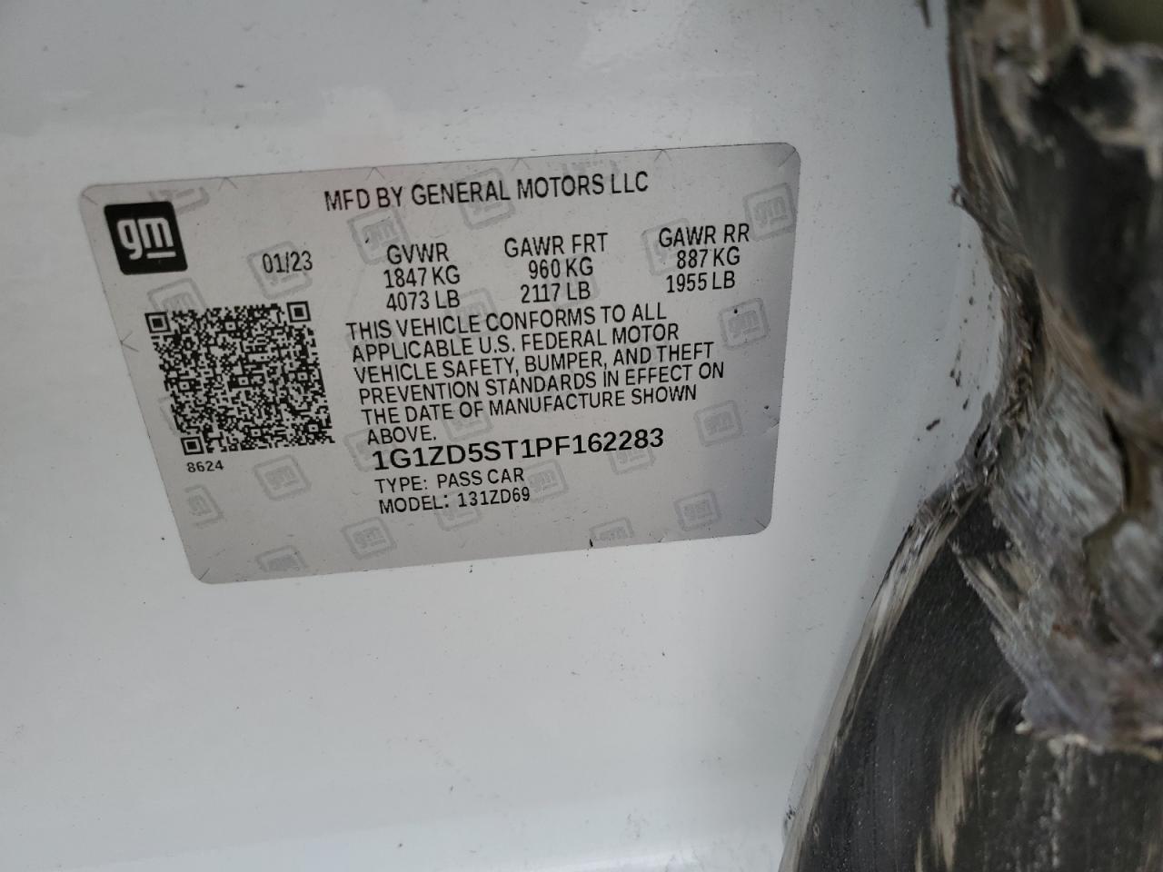 2023 Chevrolet Malibu VIN 1G1ZD5ST1PF162283 Copart auction photo, side damage thumbnail 13