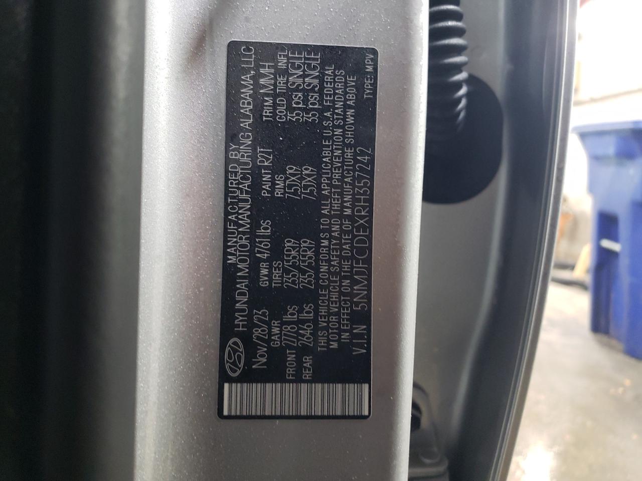 2024 Hyundai Tucson VIN 5NMJFCDEXRH357242 Copart auction photo, front end damage thumbnail 12