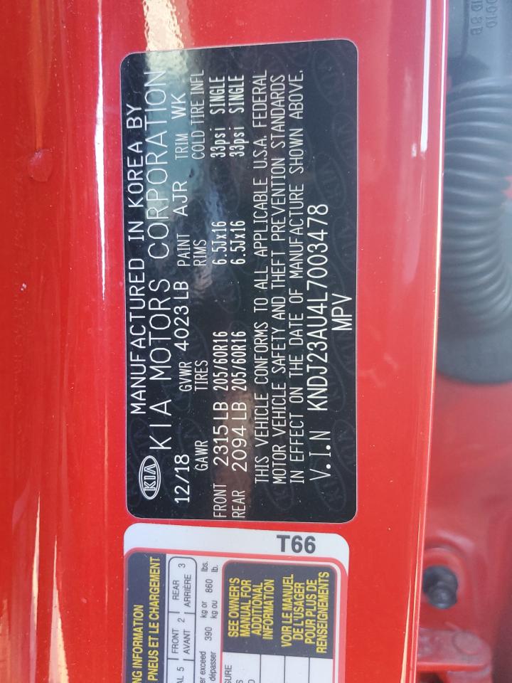 2020 KIA Soul VIN KNDJ23AU4L7003478 Copart auction photo, front end damage thumbnail 14