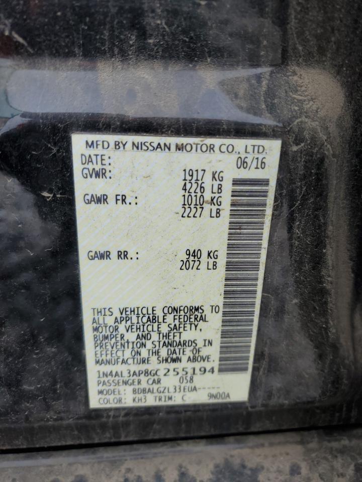 2016 Nissan Altima VIN 1N4AL3AP8GC255194 Copart auction photo, all over damage thumbnail 12