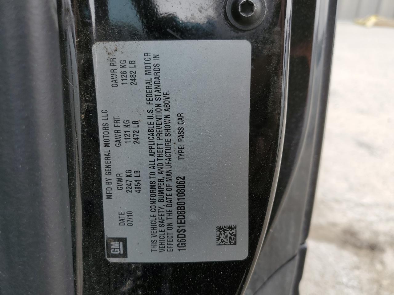 2011 Cadillac CTS VIN 1G6DS1ED8B0108062 Copart auction photo, front end / minor dent/scratches damage thumbnail 12
