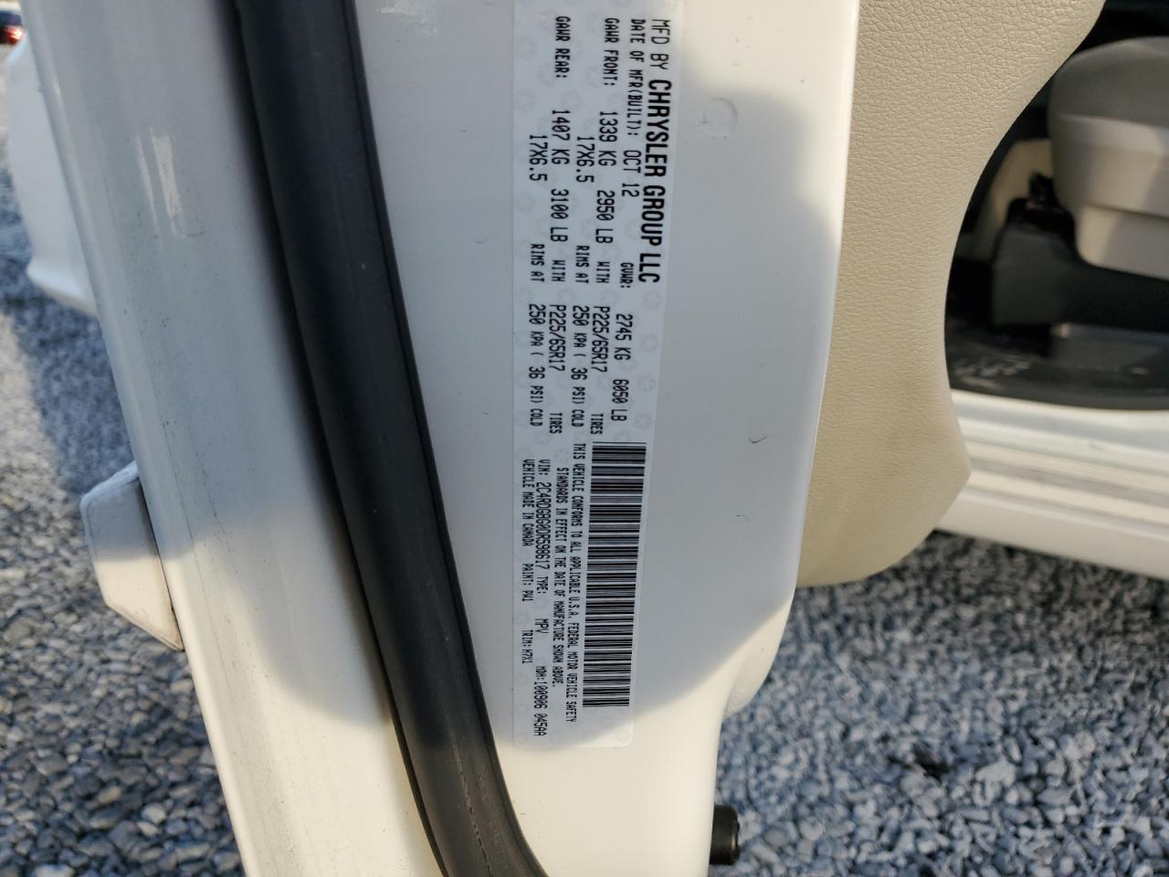 2013 Dodge Caravan VIN 2C4RDGBG0DR598617 Copart auction photo, rear end damage thumbnail 13