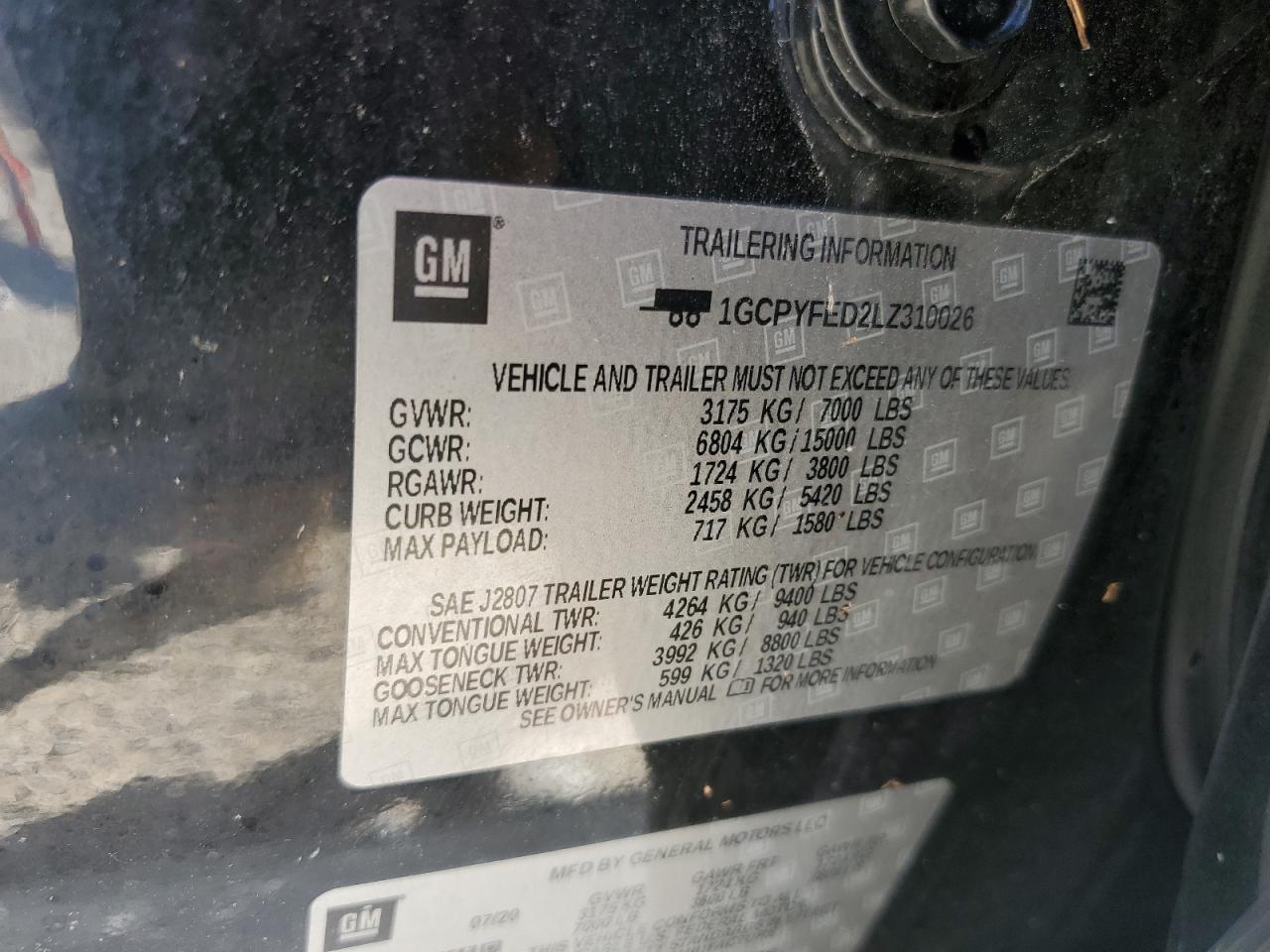 2020 Chevrolet Silverado VIN 1GCPYFED2LZ310026 Copart auction photo, water/flood damage thumbnail 13