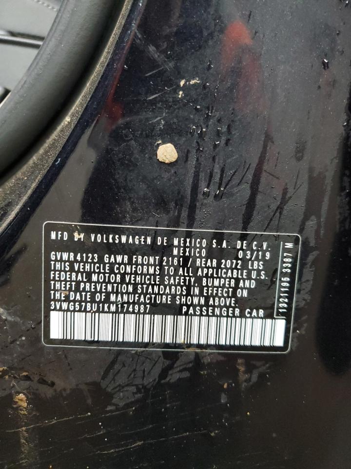 2019 Volkswagen Jetta VIN 3VWG57BU1KM174987 Copart auction photo, rear end damage thumbnail 12