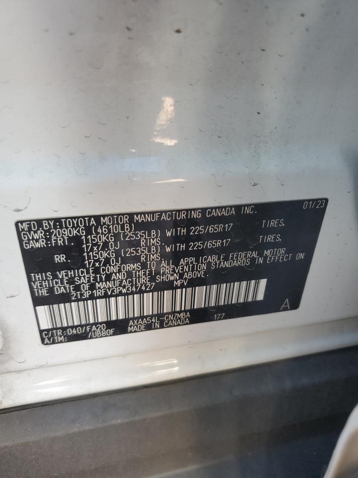 2023 Toyota RAV 4 VIN 2T3P1RFV3PW347427 Copart auction photo, side damage thumbnail 14