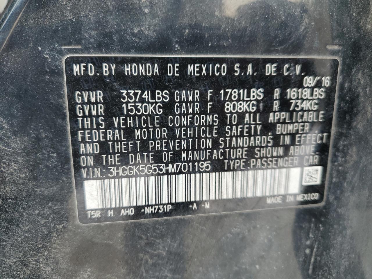 2017 Honda Fit VIN 3HGGK5G53HM701195 Copart auction photo, front end damage thumbnail 13