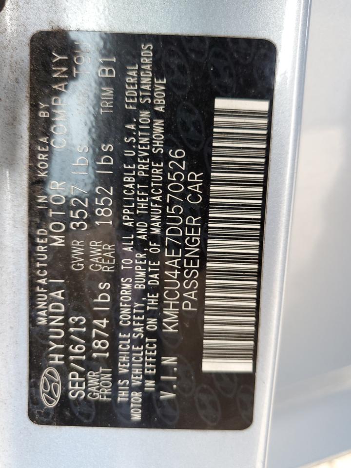 2013 Hyundai Accent VIN KMHCU4AE7DU570526 Copart auction photo, mechanical damage thumbnail 12