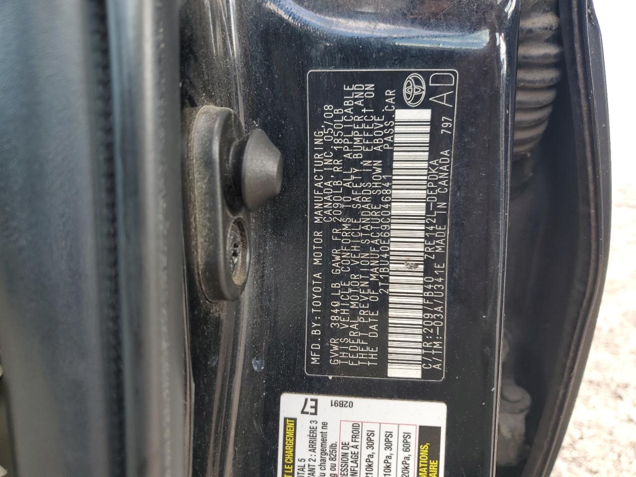 2009 Toyota Corolla VIN 2T1BU40E69C046841 Copart auction photo, all over damage thumbnail 15