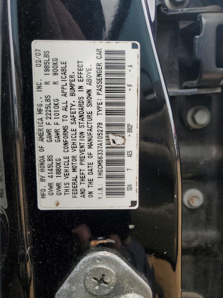 2007 Honda Accord VIN 1HGCM56337A105279 Copart auction photo, front end / rear end damage thumbnail 12