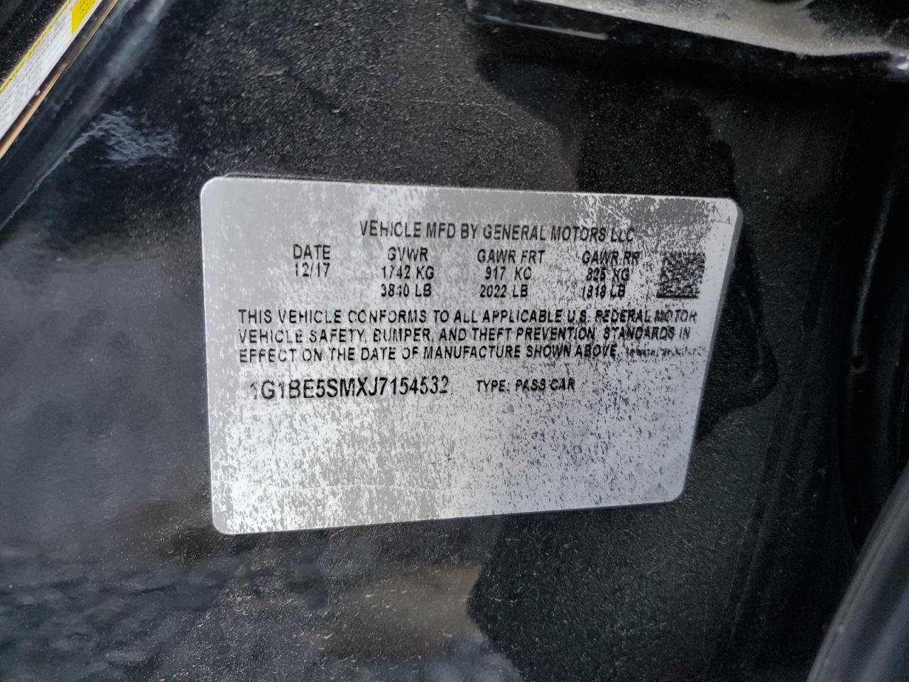 2018 Chevrolet Cruze VIN 1G1BE5SMXJ7154532 Copart auction photo, rear end / front end damage thumbnail 12