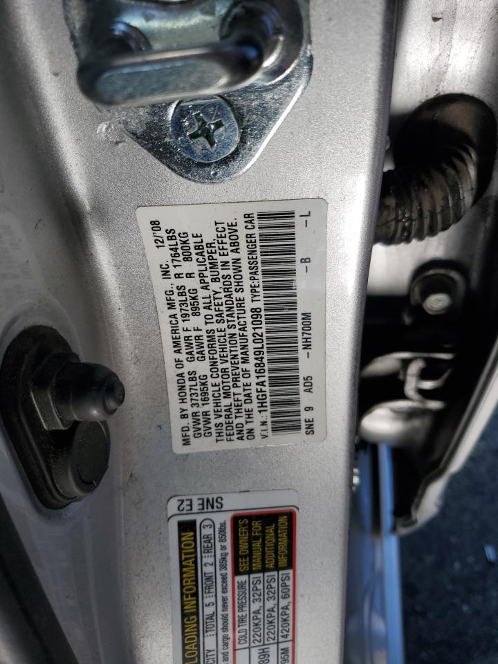 2009 Honda Civic VIN 1HGFA16849L021098 Copart auction photo, front end damage thumbnail 13