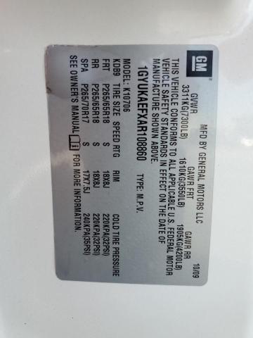 2010 Cadillac Escalade VIN 1GYUKAEFXAR108860 Copart auction photo, hail damage thumbnail 14